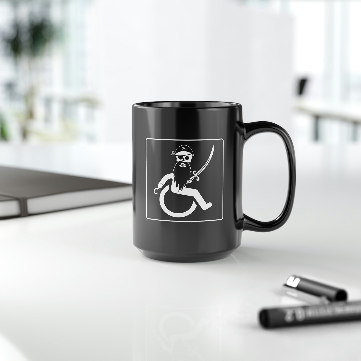 WHEELCHARIOT 4 (Pirate) 1 Black Mug, 15oz