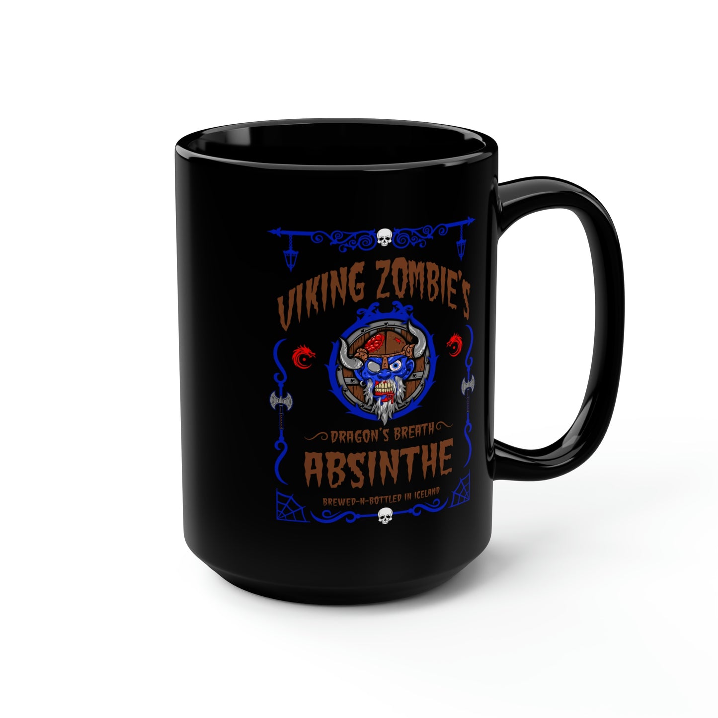 ABSINTHE MONSTERS 14 (VIKING ZOMBIE) Black Mug, 15oz