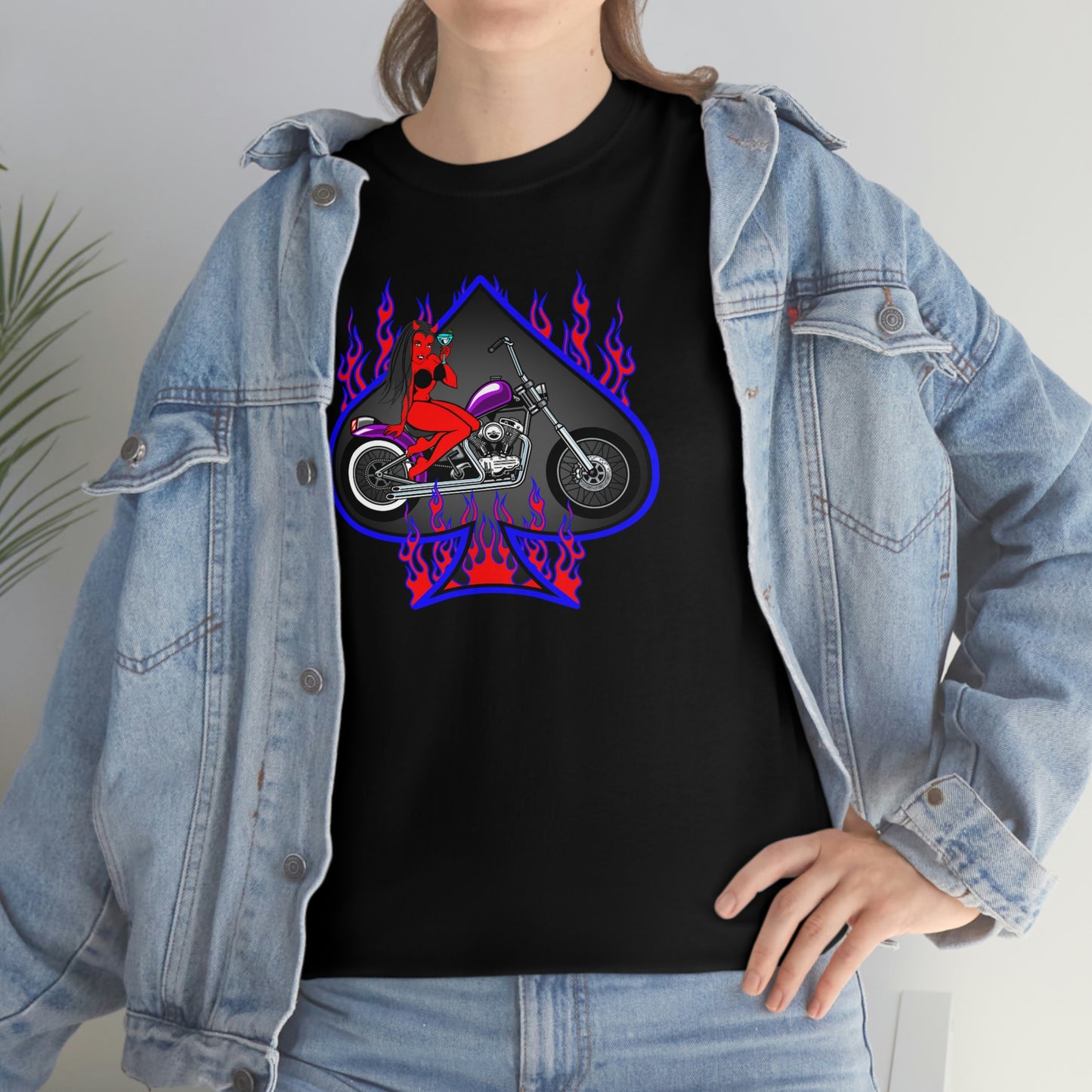 MOTORCYCLE PINUP (DEVIL) Unisex Heavy Cotton Tee