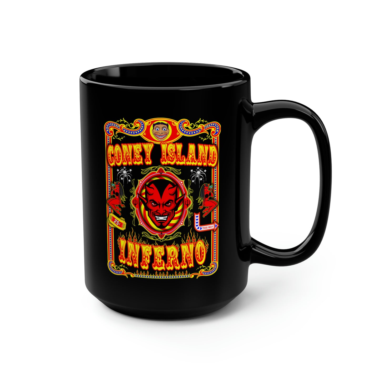 CONEY ISLAND 1 (INFERNO) Black Mug, 15oz