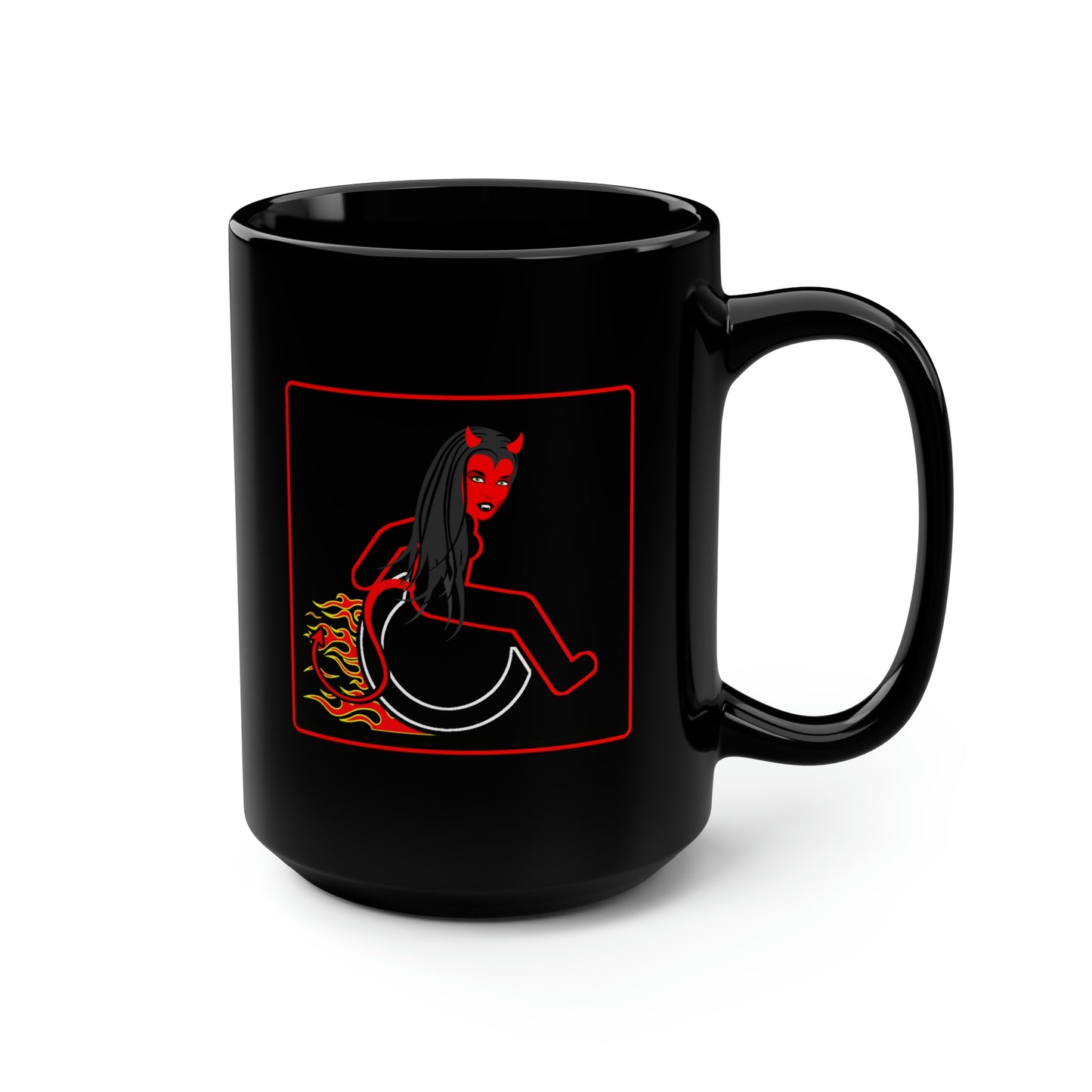 WHEELCHARIOT 15 (Devil Woman) Black Mug, 15oz