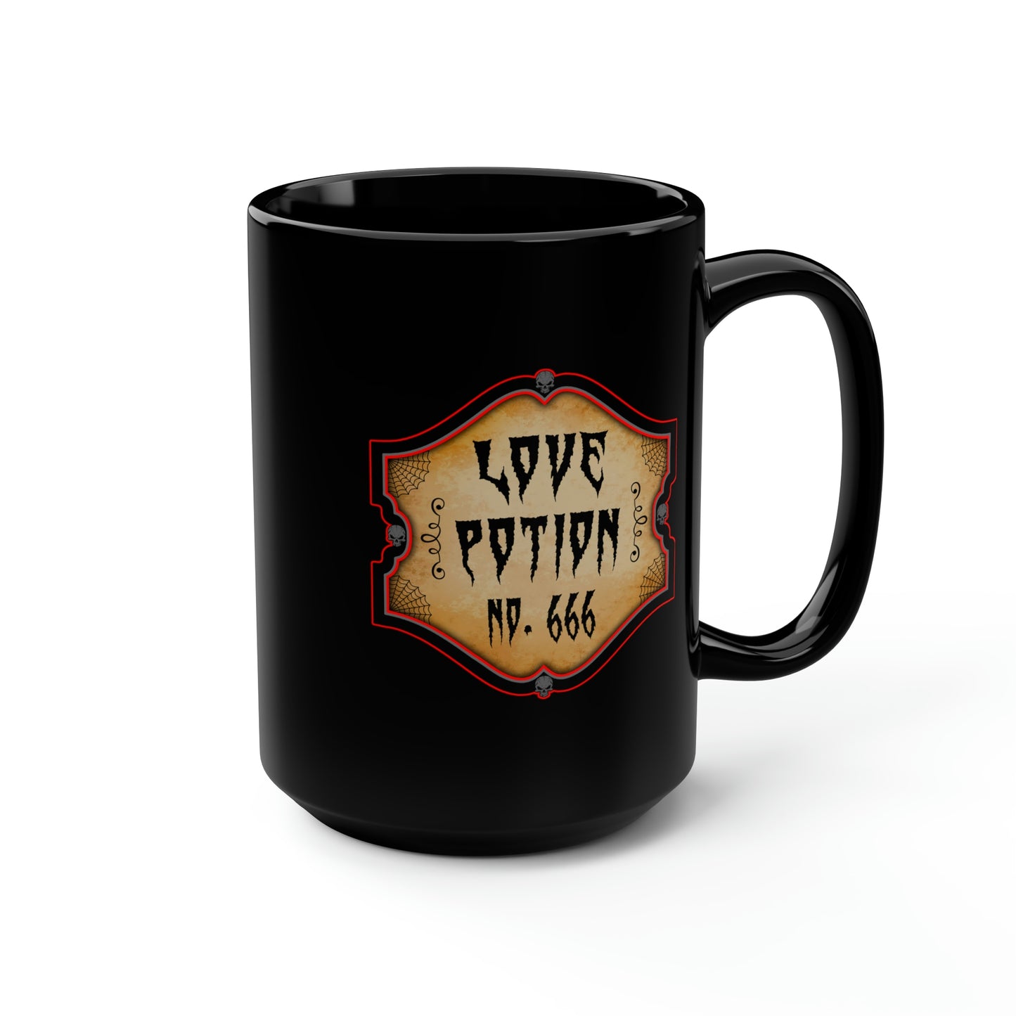 WITCHERY POTIONS 7 (LOVE POTION NO. 666) Black Mug, 15oz