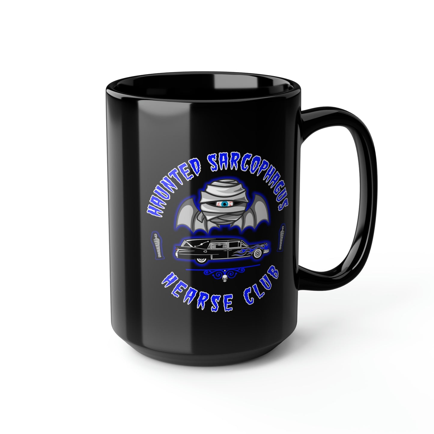 HAUNTED SARCOPHAGUS - HEARSE CLUB Black Mug, 15oz