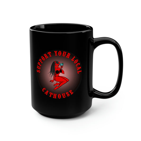 CATHOUSE 1 Black Mug, 15oz