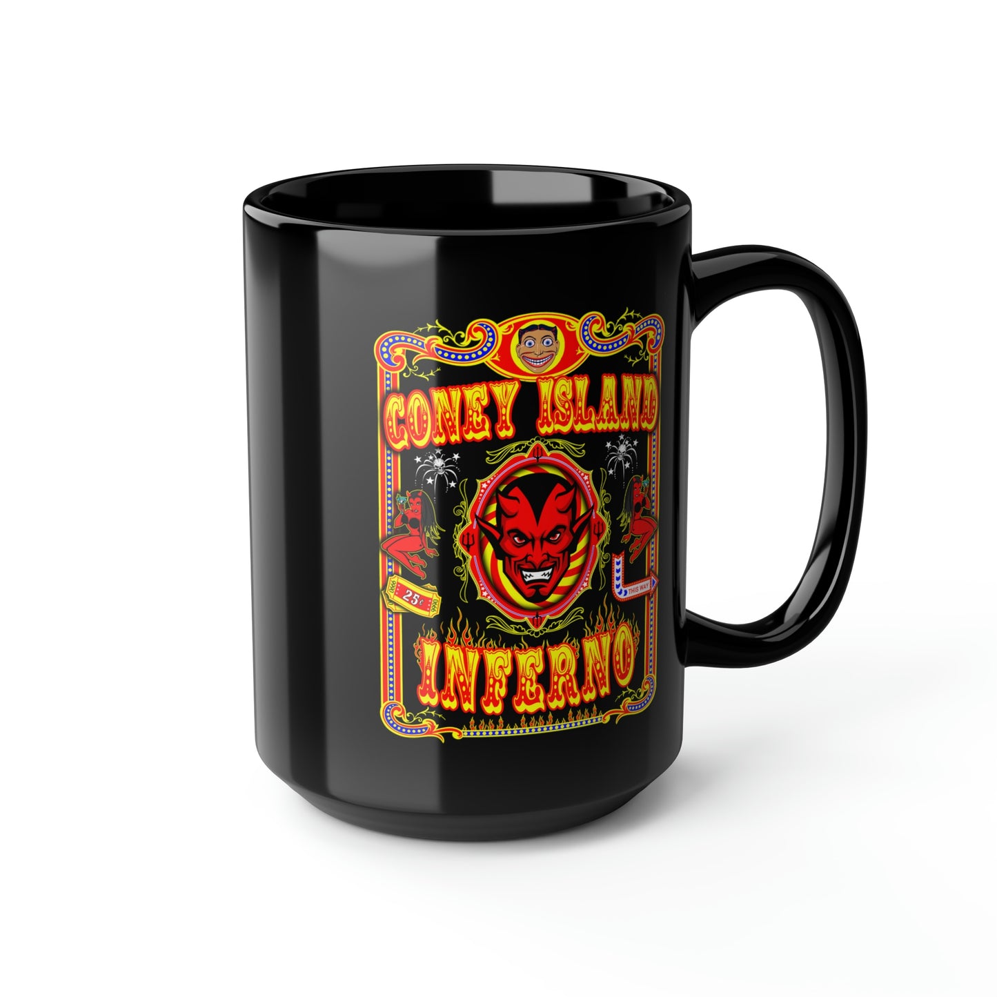 CONEY ISLAND 1 (INFERNO) Black Mug, 15oz